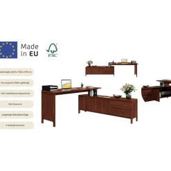 OTTO home Eckschreibtisch Luven Kiefer massiv / Braun