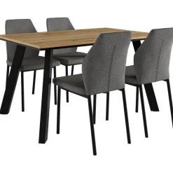 OTTO home Essgruppe Genf Tischgruppe, Esstisch plus 4 Stühle, (Set, 5-tlg., Otto's DAUERTIEFPREIS), Esstisch 138 cm, 4 Esszimmerstühle, moderne Tischplatte in Evoke eiche beige