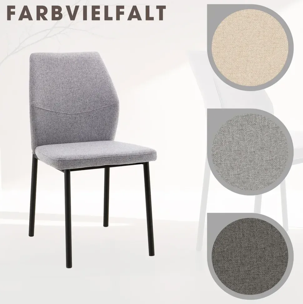 OTTO home Essgruppe OTTO HOME "Basel, Tischgruppe mit 4 Stühlen, Esstisch ausziehbar 140 - 180 cm", grau (weiß, hellgrau), Webstoff, Auszugsplatte, Sitzmöbel-Sets, Essgruppe, BESTSELLER, Sitzgruppe, Tisch, Stühle, ovale Tischplatte, Säulentisch