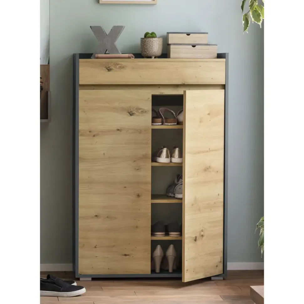 OTTO home Kosmo 80 x 117,5 x 35 cm anthrazit/eiche/anthrazit