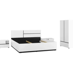 OTTO home Schlafzimmer-Set OTTO HOME "Cross, moderne, grifflose Optik, FSC-zertifiziert", weiß, 2trg. Schrank + ohne Matratze, B/H: 180cm x 200cm, 2trg. Schrank, Schlafzimmermöbel-Sets, Komplettschlafzimmer-Set