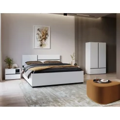 OTTO home Schlafzimmer-Set OTTO HOME "Cross, moderne, grifflose Optik, FSC-zertifiziert", weiß, 2trg. Schrank + ohne Matratze, B/H: 180cm x 200cm, 2trg. Schrank, Schlafzimmermöbel-Sets, Komplettschlafzimmer-Set