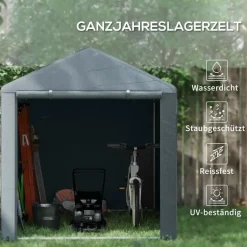 Outsunny Garagenzelt 1,6 x 2,18 x 1,72 m Lagerzelt mit UV-Schutz, Reißverschlusstür