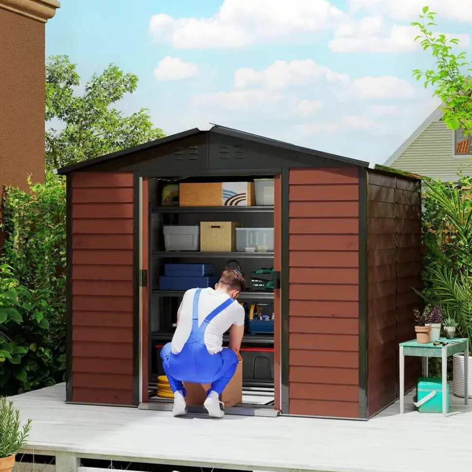 Outsunny Gerätehaus 4,4 m2 2,40 x 2,06 m Teak