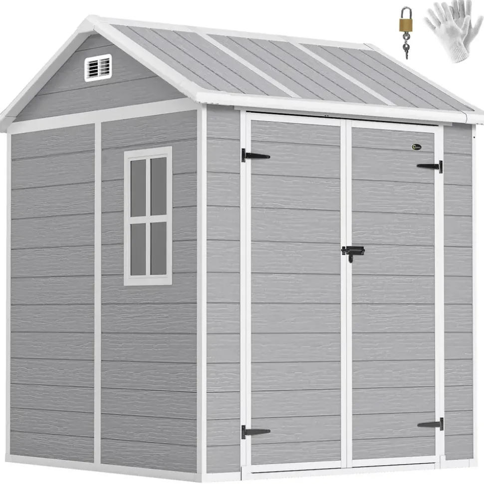 Outsunny Gerätehaus 1,81 x 1,81 m Grau