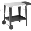 Outsunny Grillwagen, Schwarz Metall, 67.5x80.5x115 cm Grills & Outdoor-Küchen, Holzkohlegrills