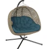 Outsunny Hängesessel oval Sand / Schwarz  2-Sitzer mit Gestell