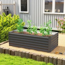 Outsunny Hochbeet Metall 180 x 90 x 57,5 cm Dunkelgrau