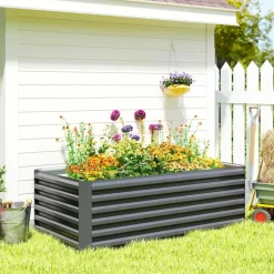 Outsunny Hochbeet Metall 180 x 90 x 57,5 cm Dunkelgrau
