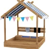 Outsunny Holzsandkasten mit Dach braun