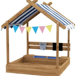 Outsunny Holzsandkasten mit Dach braun