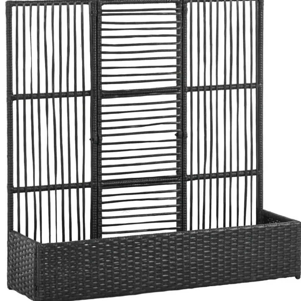 Outsunny Polyrattan Hochbeet mit Rankgitter 103 x 29 x 103 cm Schwarz