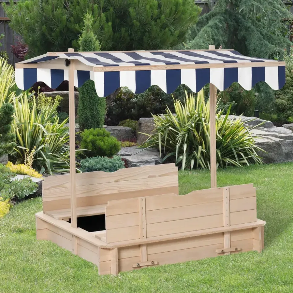 Outsunny Sandkasten mit Dach beige