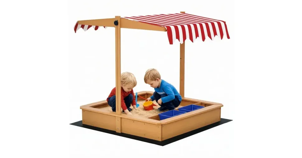 Outsunny Sandkasten mit Dach gelb