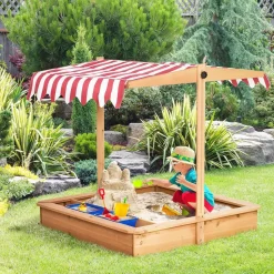Outsunny Sandkasten mit Dach gelb