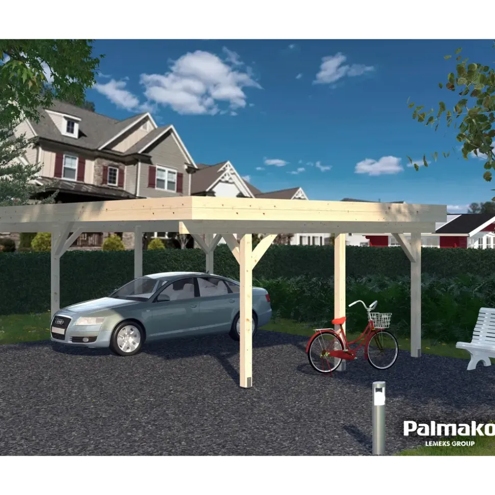 Palmako Karl Doppel-Carport 600 x 512 cm naturbelassen