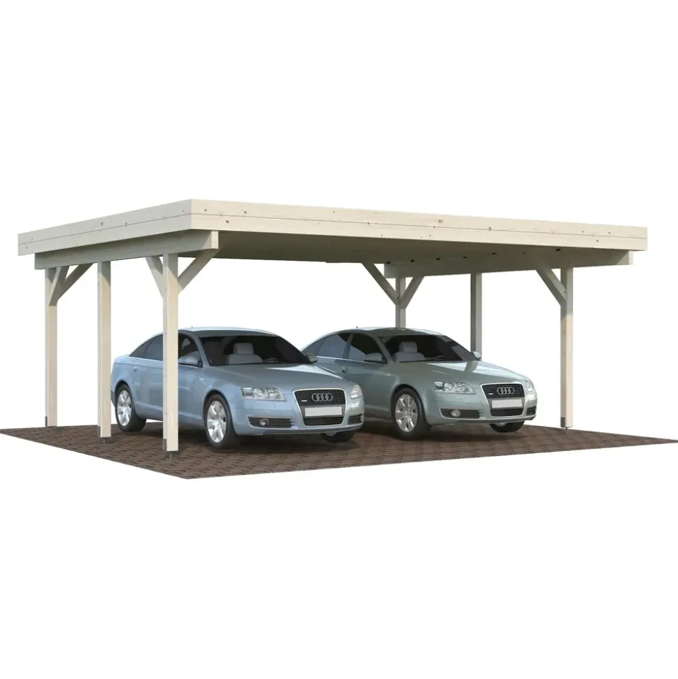 Palmako Karl Doppel-Carport 600 x 512 cm naturbelassen