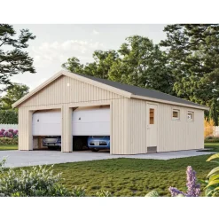 Palmako Nordic+ Gartenhaus/Garage Andre mit 2 Sektionaltoren - 44,7 m2 - 160 mm