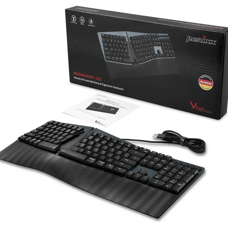 Perixx PERIBOARD-535 Low-Profile Blue Clicky DE