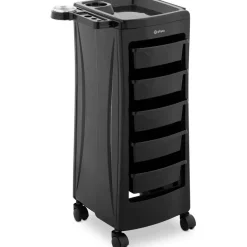 Physa Salonbedarf, Rollbarer Friseurtrolley Friseurwagen Kosmetikwagen 5 Schubladen 10 kg schwarz
