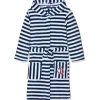 Playshoes Fleece-Bademantel Ringel maritim in Marine/weiß | Gr.: 122/128