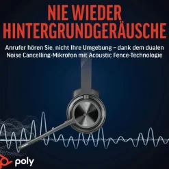 plt Poly Voyager 4310 UC Headset, Ein-Ohr-Bluetooth, Noise Cancelling, für PC/Mac/Mobiltelefon, kompatibel mit Teams, und Zoom – Schwarz