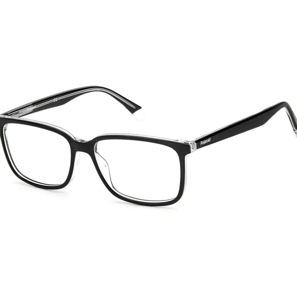 Polaroid Brille mit Sehstärke für Herren optional mit Sonnenbrillentönung oder Blaulichtfilter, Rechteckig, gefertigt aus Acetat, Modell: Pld D394 (inklusive Brillenetui)