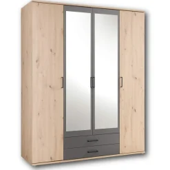 Pol-Power Drehtürenschrank 159 x 196 x 53,5 cm anthrazit/eiche