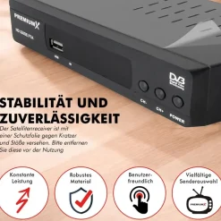 Premium X PremiumX HD 520SE FTA Digital SAT Receiver DVB-S2 HDMI SCART USB Multimedia-Player, Astra Hotbird vorprogrammiert