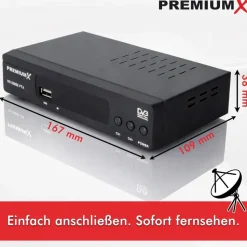 Premium X PremiumX HD 520SE FTA Digital SAT Receiver DVB-S2 HDMI SCART USB Multimedia-Player, Astra Hotbird vorprogrammiert