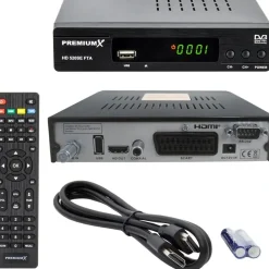 Premium X PremiumX HD 520SE FTA Digital SAT Receiver DVB-S2 HDMI SCART USB Multimedia-Player, Astra Hotbird vorprogrammiert