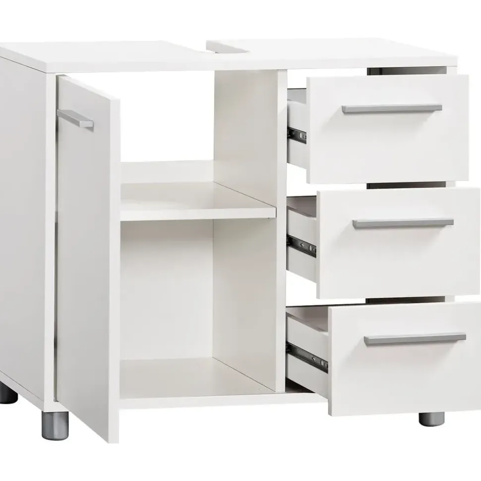 Procontour Waschbeckenunterschrank 3 Schubladen 64 x 56 x 34 cm Weiß