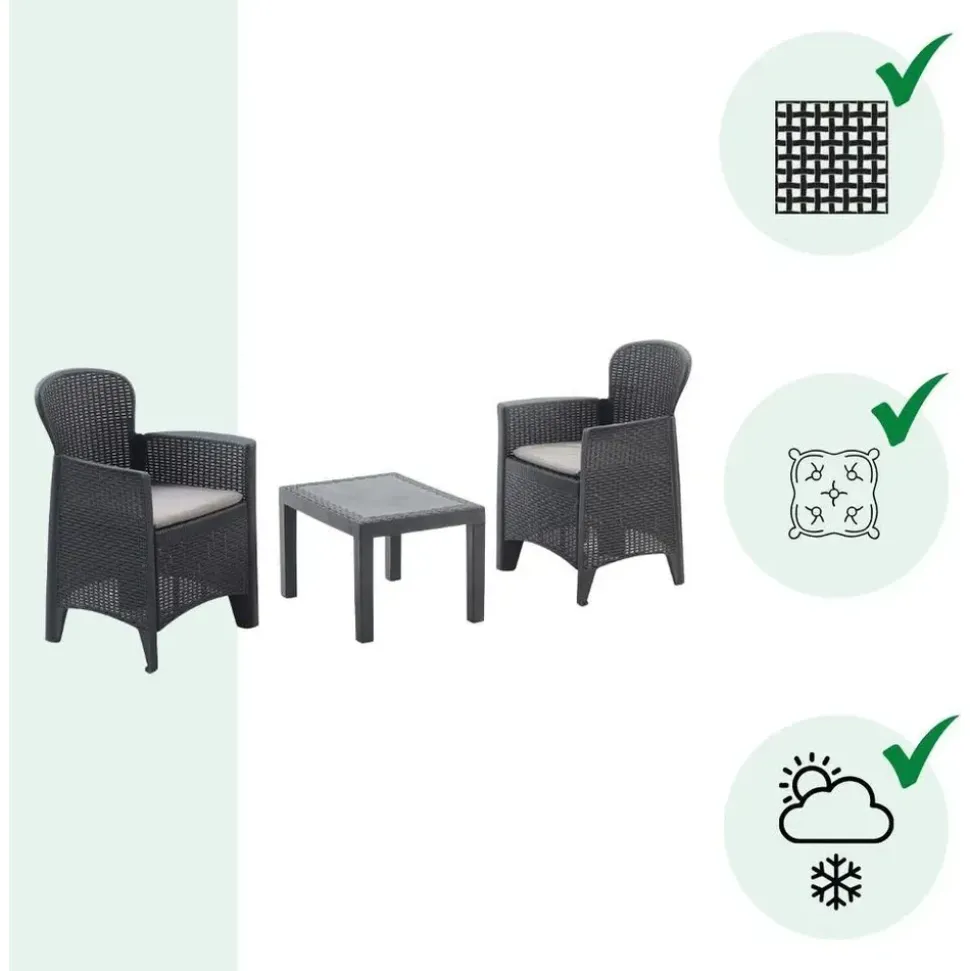 PROGARDEN Gartenset 3-tlg. anthrazit