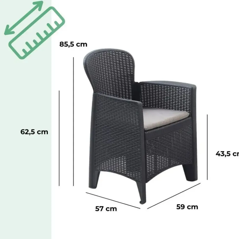 PROGARDEN Gartenset 3-tlg. anthrazit