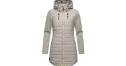 Ragwear Damen Übergangsjacke leichte lang Steppjacke mit weichen Ärmeln und Kapuze Sandrra Long Bone Gr. S - S