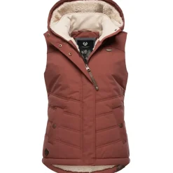 Ragwear Damen, ärmellose Outdoor-Weste mit abnehmbarer Kapuze Hesty Intl Terracotta22 Gr. S (36), orange (terra), Außenmaterial: 100% Polyester. Innenfutter: 100% Polyester.