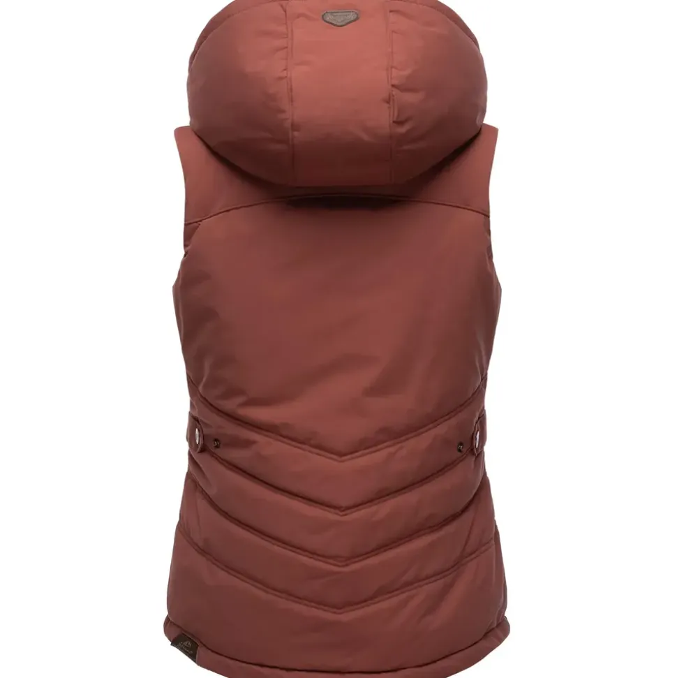 Ragwear Damen, ärmellose Outdoor-Weste mit abnehmbarer Kapuze Hesty Intl Terracotta22 Gr. S (36), orange (terra), Außenmaterial: 100% Polyester. Innenfutter: 100% Polyester.