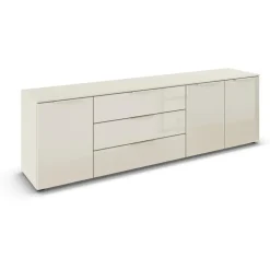 Rauch Kombikommode 200 x 61 x 42 cm Beige / Glas Beige