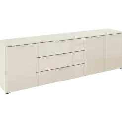 Rauch Kombikommode 200 x 61 x 42 cm Beige / Glas Beige