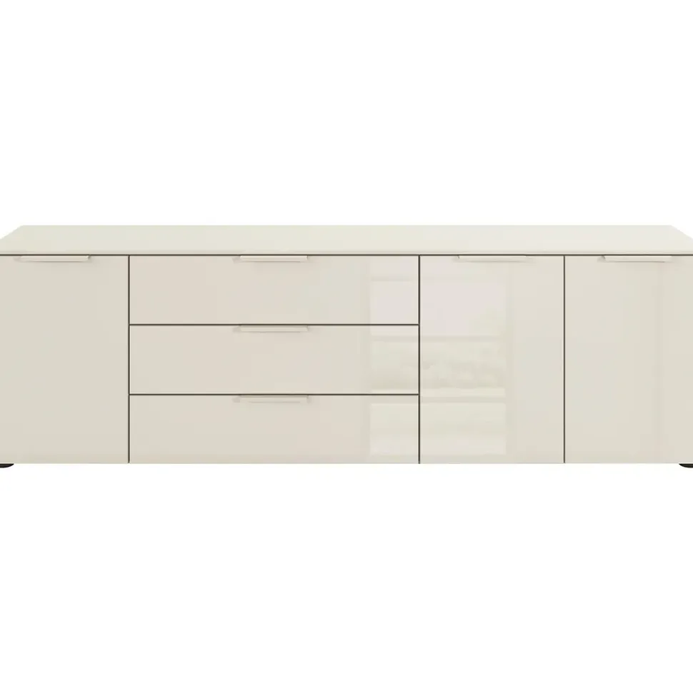 Rauch Kombikommode 200 x 61 x 42 cm Beige / Glas Beige