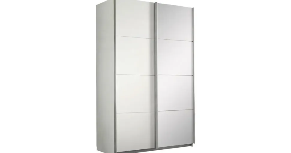 Rauch Schwebetürenschrank Quadra 136 x 210 x 62 cm Weiß/Orange