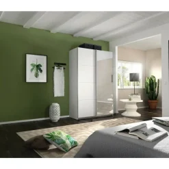 Rauch Schwebetürenschrank Quadra 136 x 210 x 62 cm Weiß/Orange