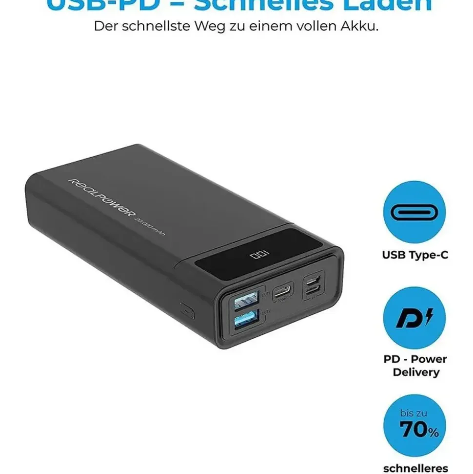Realpower PB-20k PD 20000 mAh Schwarz