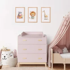 Rebecca Mobili Mobili Rebecca Wickeltisch, Pink, Holzwerkstoff, Rechteckig, 42x100x80 cm, Babymöbel, Wickelkommoden - Zubehör, Wickelkommoden