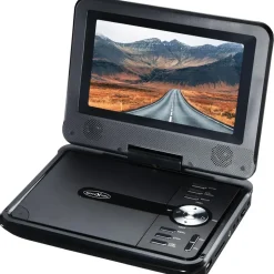 Reflexion DVD7002N LCD-Monitor mit DVD-Player, Stereo, Akku, 7 Zoll (17,7 cm) USB, SD-Slot, 12V Auto-Adapter, 180 Grad drehbar/klappbar, Elektronisches Antischocksystem