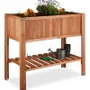 Relaxdays Hochbeet Holz mit Ablagefach