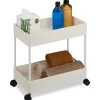 Relaxdays Rollwagen, 2 Etagen, Servierwagen, Küchenwagen, Bad & Büro, Rollregal, HBT: 38x39,5x21,5 cm, Bastelwagen, weiß