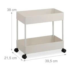 Relaxdays Rollwagen, 2 Etagen, Servierwagen, Küchenwagen, Bad & Büro, Rollregal, HBT: 38x39,5x21,5 cm, Bastelwagen, weiß