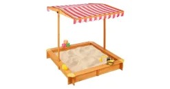 Relaxdays Sandkasten mit Dach braun/rot