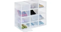 Relaxdays Schuhbox 12er Pack stapelbar transparent